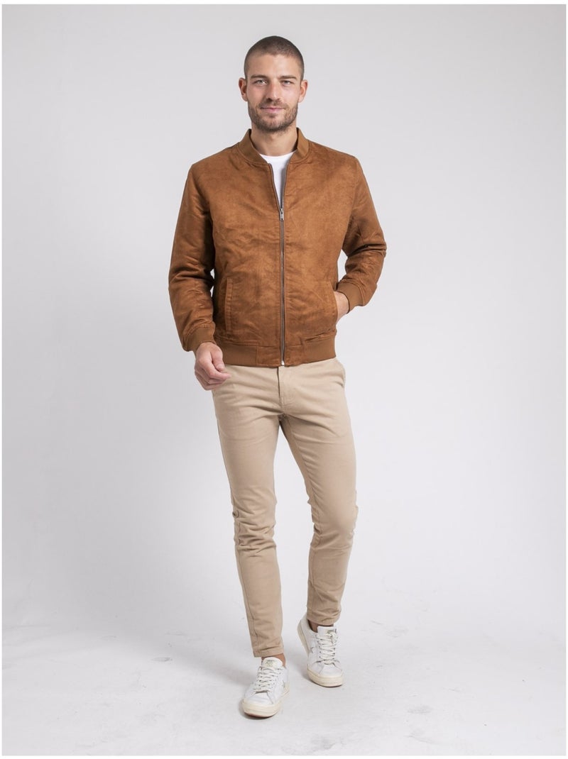 Blouson teddy suédine ZEGAN Marron - Kiabi