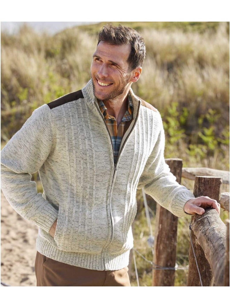 Blouson Tricot Casual Doublé Polaire  - ATLAS FOR MEN Beige - Kiabi