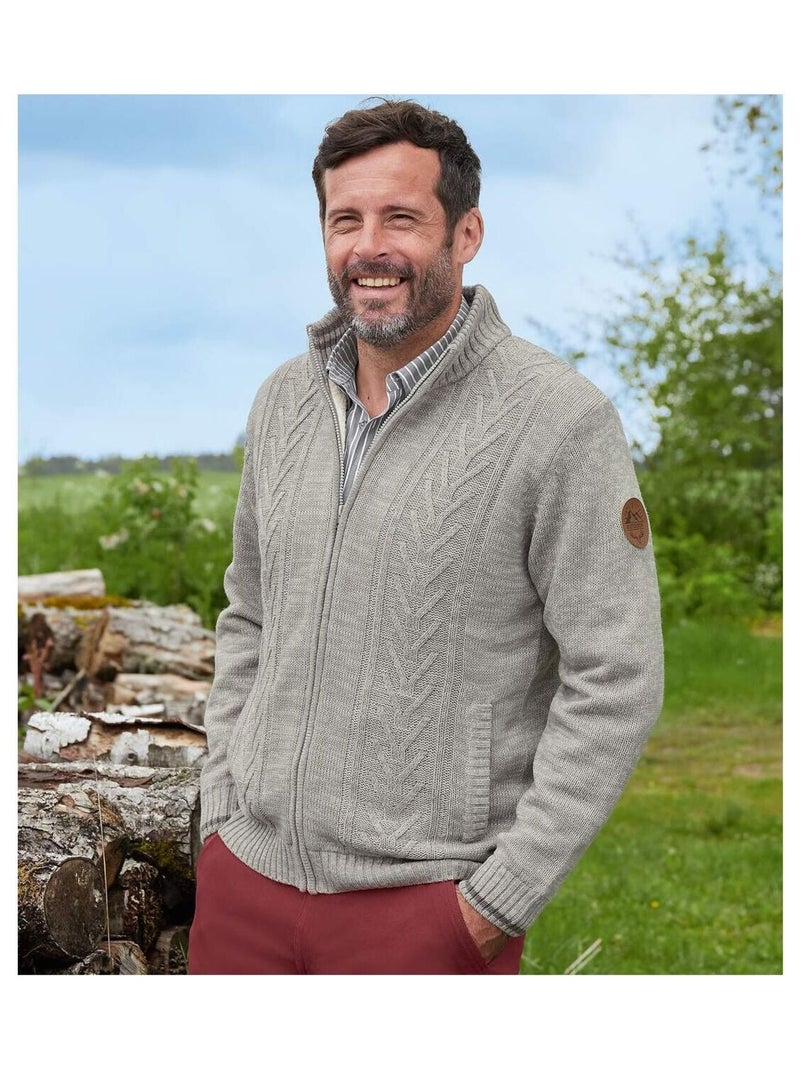 Blouson Tricot Doublé Sherpa Oudoor   - ATLAS FOR MEN Gris - Kiabi