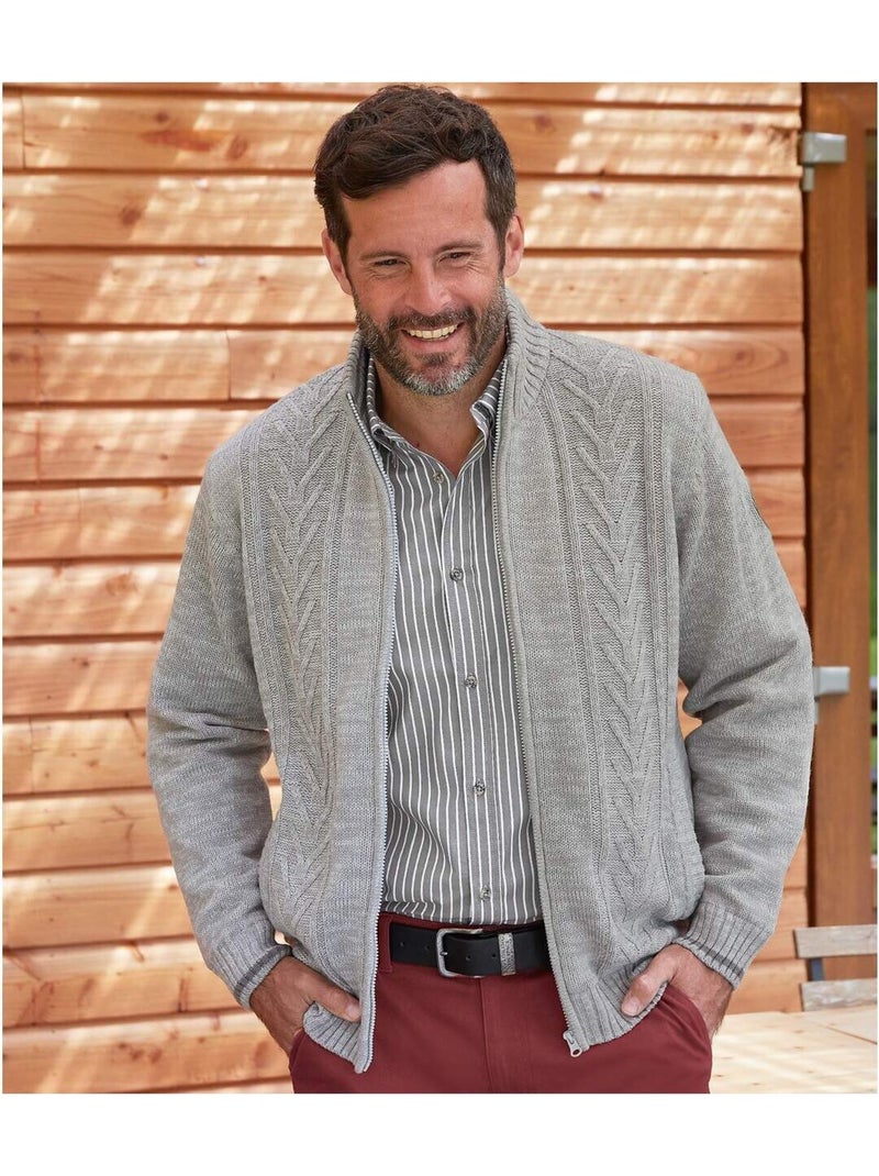 Blouson Tricot Doublé Sherpa Oudoor   - ATLAS FOR MEN Gris - Kiabi