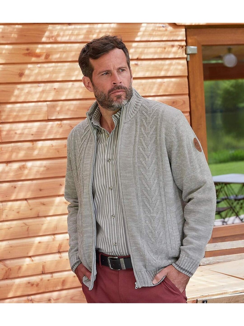 Blouson Tricot Doublé Sherpa Oudoor   - ATLAS FOR MEN Gris - Kiabi