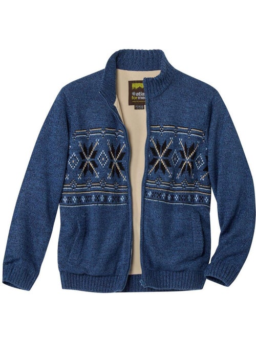 Blouson Tricot Jacquard Doublé Polaire   - ATLAS FOR MEN - Kiabi