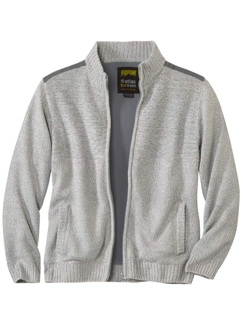 Blouson Tricot Mouliné Doublé Polaire  - Atlas For Men Gris - Kiabi