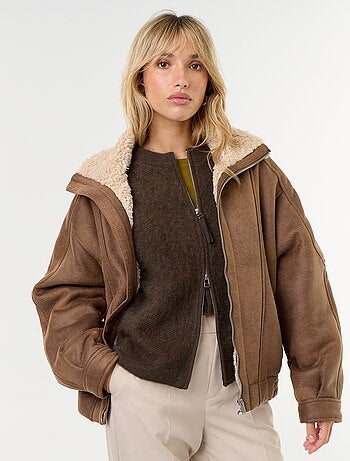 Blouson type peau lainée façon aviateur