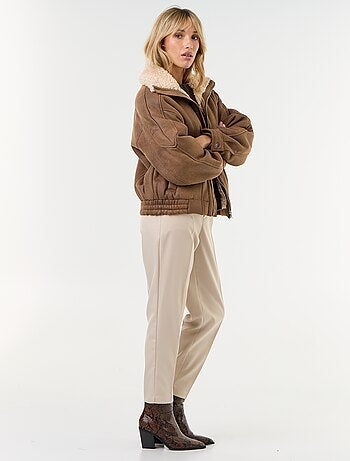 Blouson type peau lainée façon aviateur