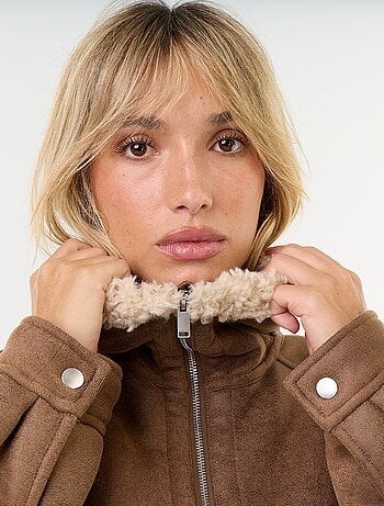 Blouson type peau lainée façon aviateur