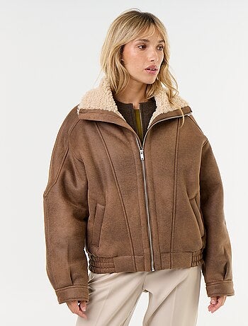 Blouson type peau lainée façon aviateur