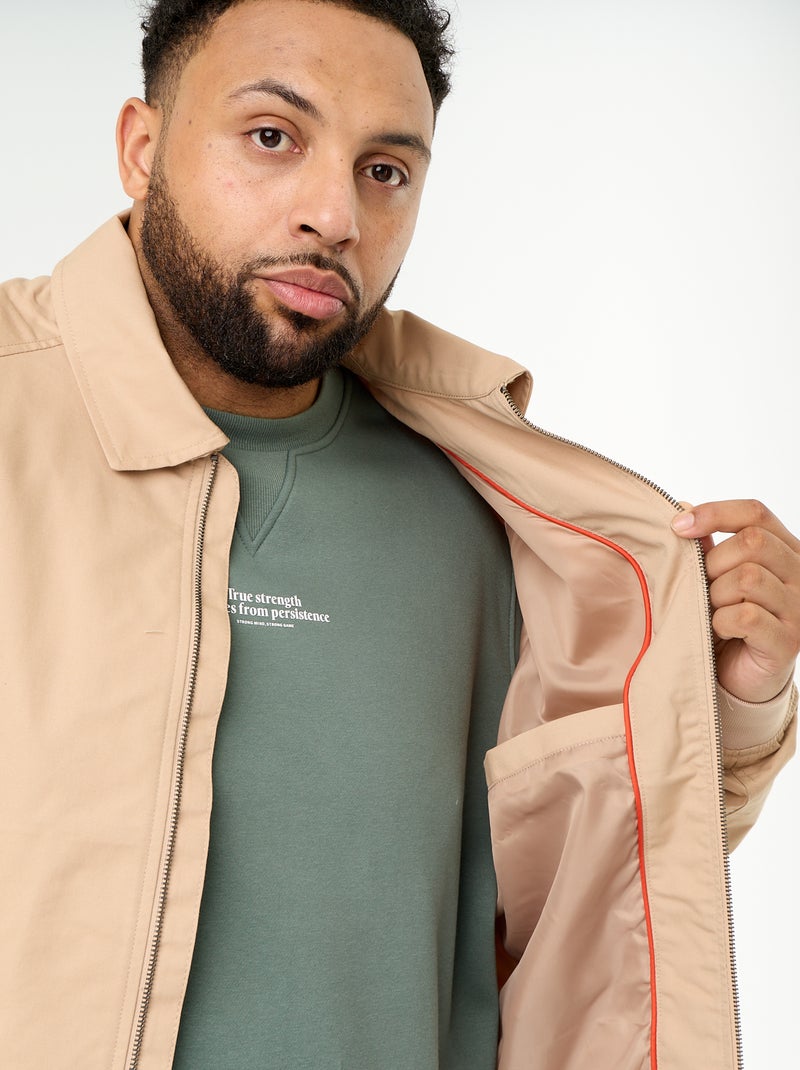 Blouson uni court Beige - Kiabi