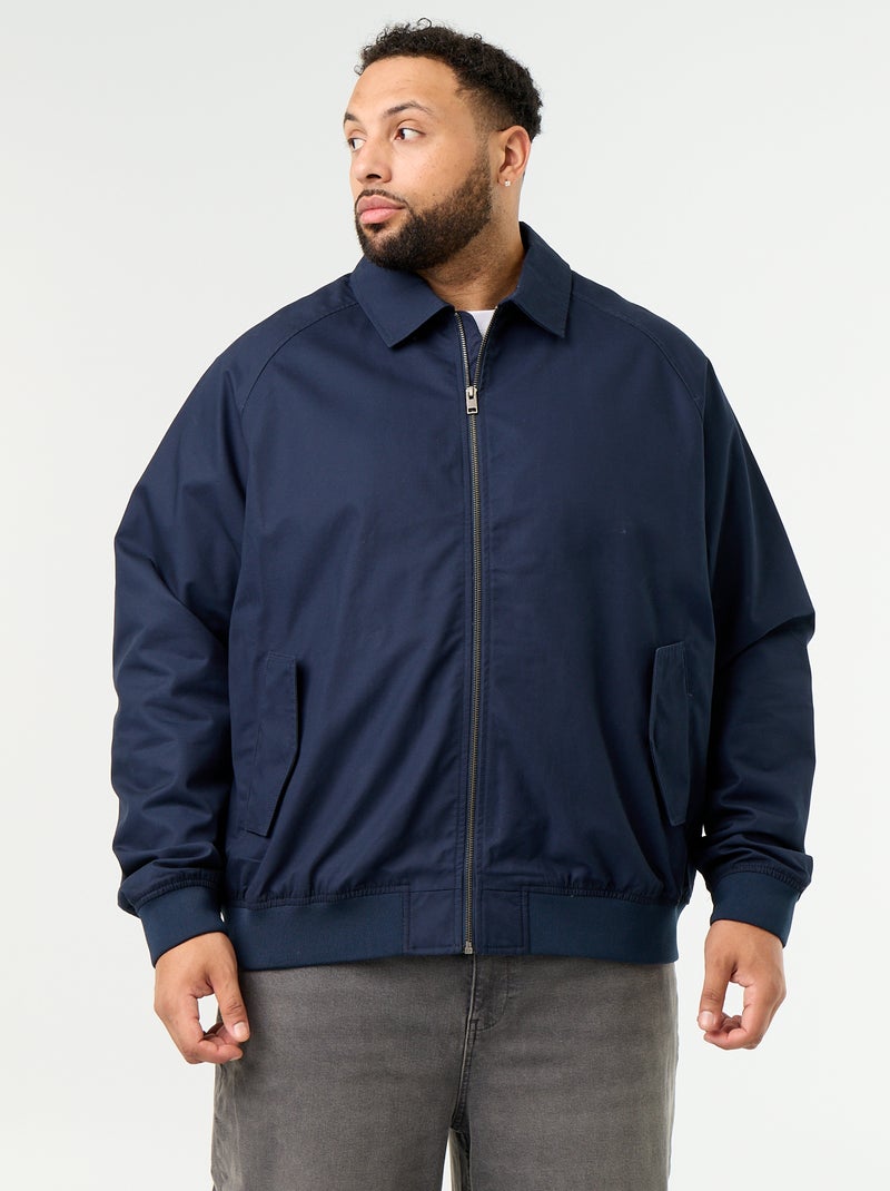 Blouson uni court Bleu - Kiabi
