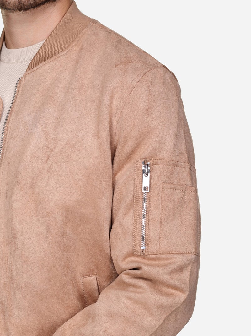 Blouson uni en suédine - Frilivin Crème - Kiabi