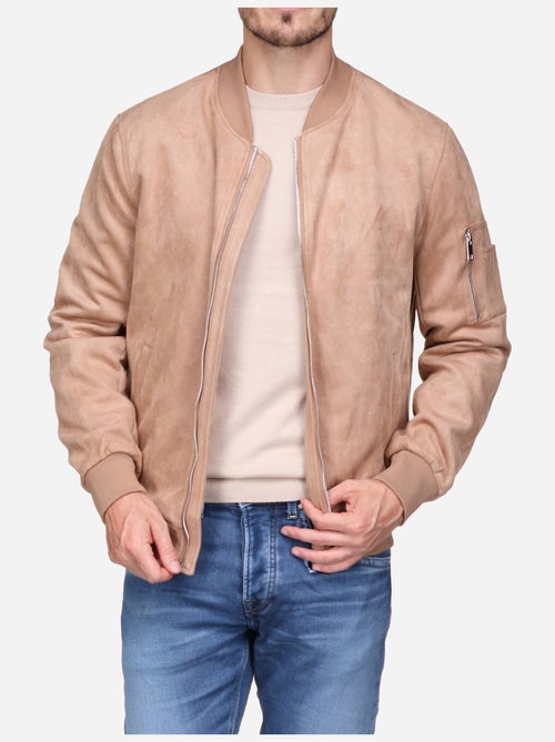 Blouson uni en suédine - Kiabi