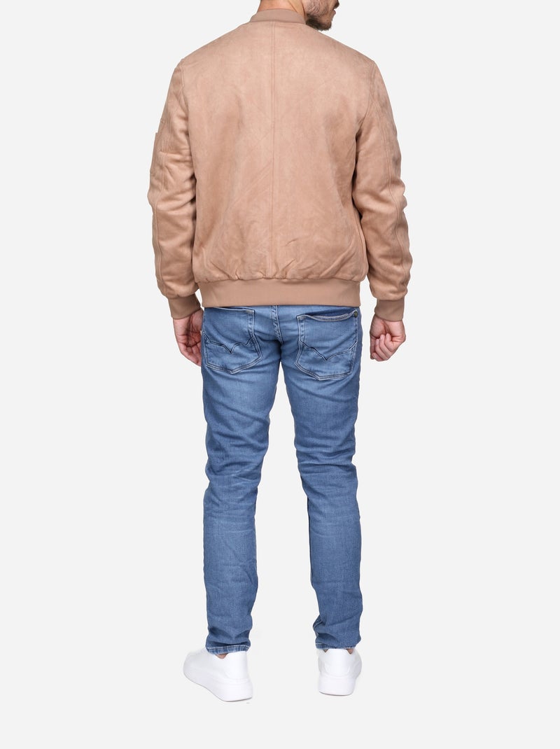 Blouson uni en suédine Crème - Kiabi