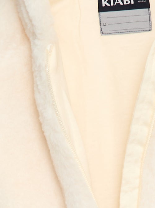 Blouson zippé à capuche en fausse fourrure - Kiabi