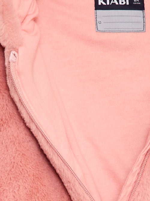 Blouson zippé à capuche en fausse fourrure - Kiabi