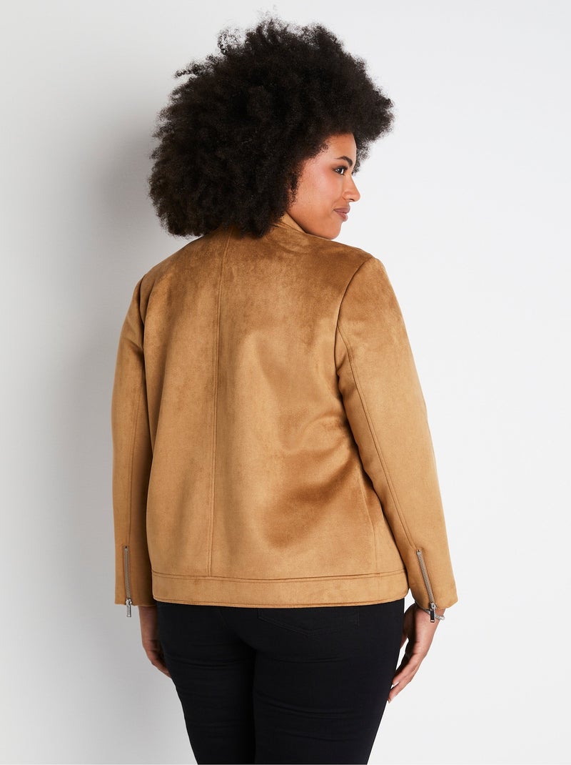 Blouson zippé court tissu suédé - AFIBEL Marron - Kiabi