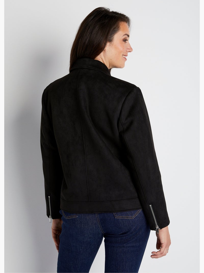 Blouson zippé court tissu suédé - AFIBEL Noir - Kiabi