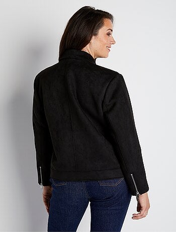 Blouson zippé court tissu suédé