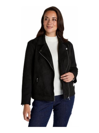 Blouson zippé court tissu suédé