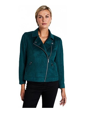Blouson zippé court tissu suédé