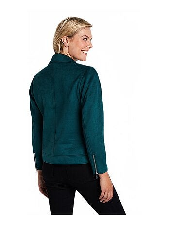 Blouson zippé court tissu suédé