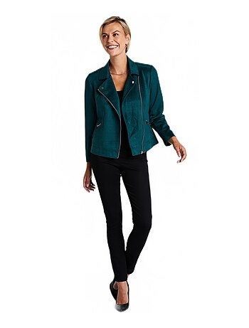 Blouson zippé court tissu suédé