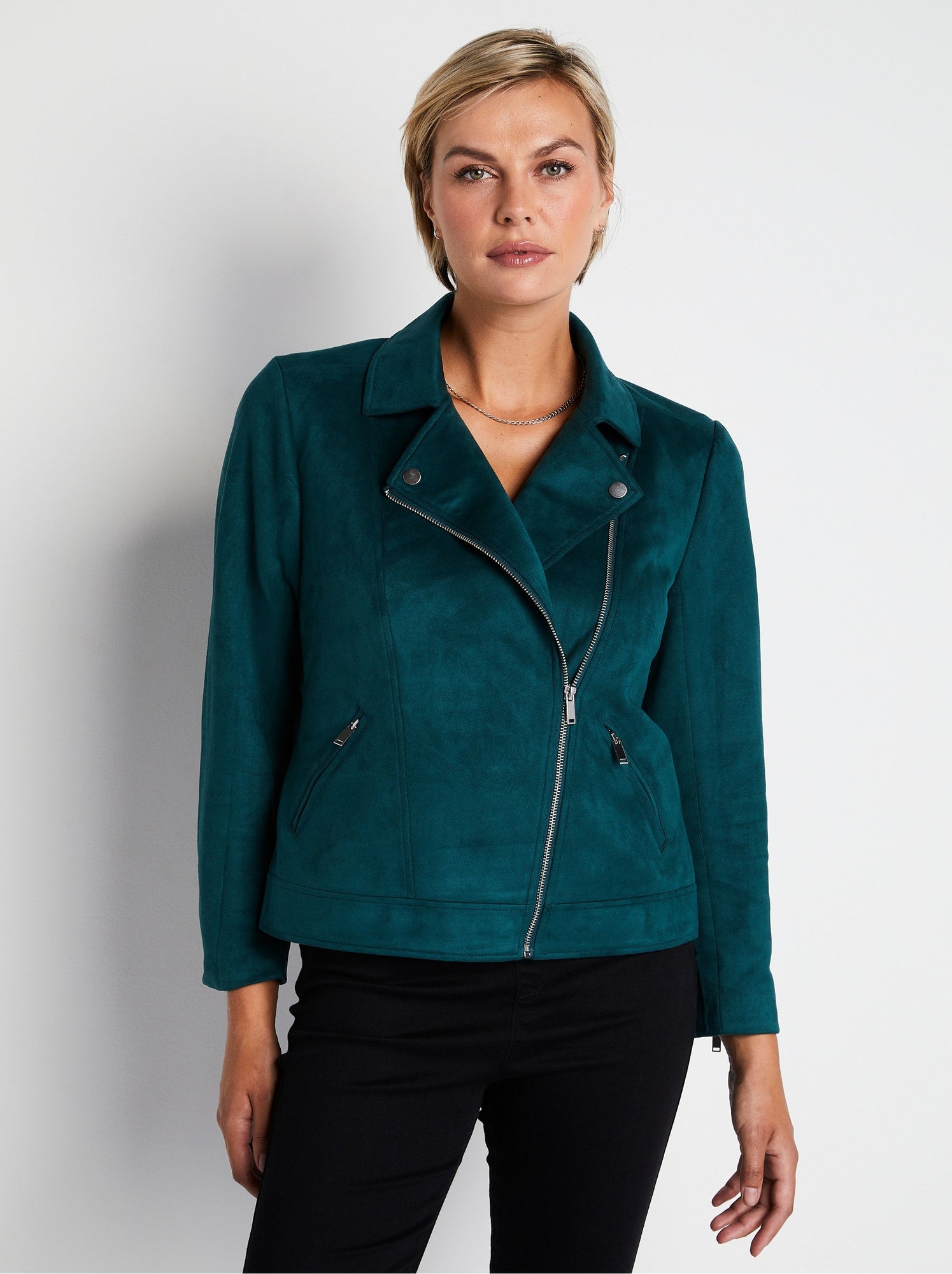 Blouson Effet Suédine Zippé Grown Cognac Type Morgan - Femme