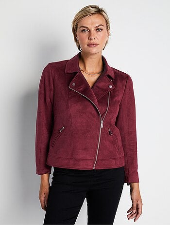 Blouson zippé court tissu suédé