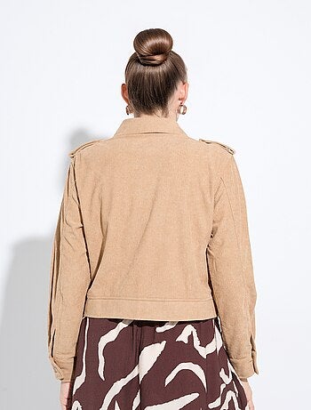 Blouson zippé court velours grosses cotes - AFIBEL