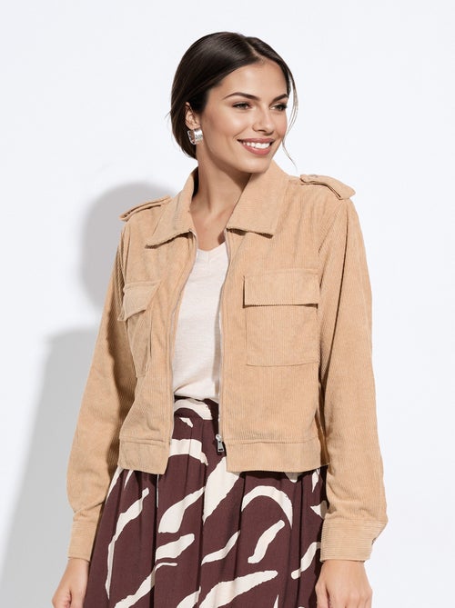 Blouson zippé court velours grosses cotes - AFIBEL - Kiabi