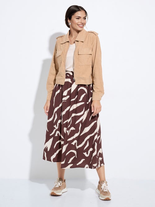 Blouson zippé court velours grosses cotes - AFIBEL - Kiabi