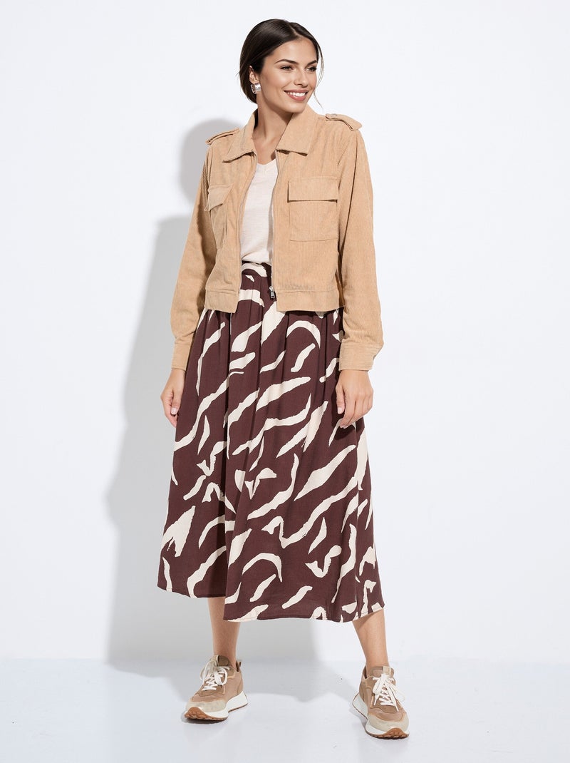 Blouson zippé court velours grosses cotes - AFIBEL Beige - Kiabi