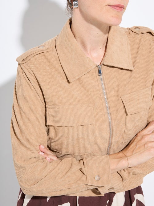 Blouson zippé court velours grosses cotes - AFIBEL - Kiabi