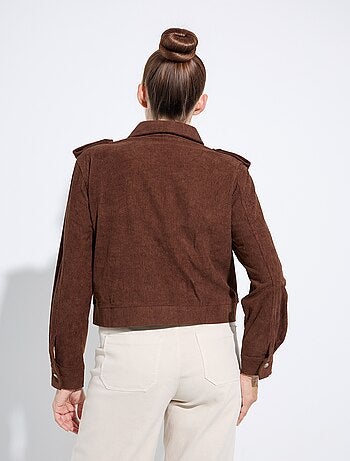 Blouson zippé court velours grosses cotes - AFIBEL