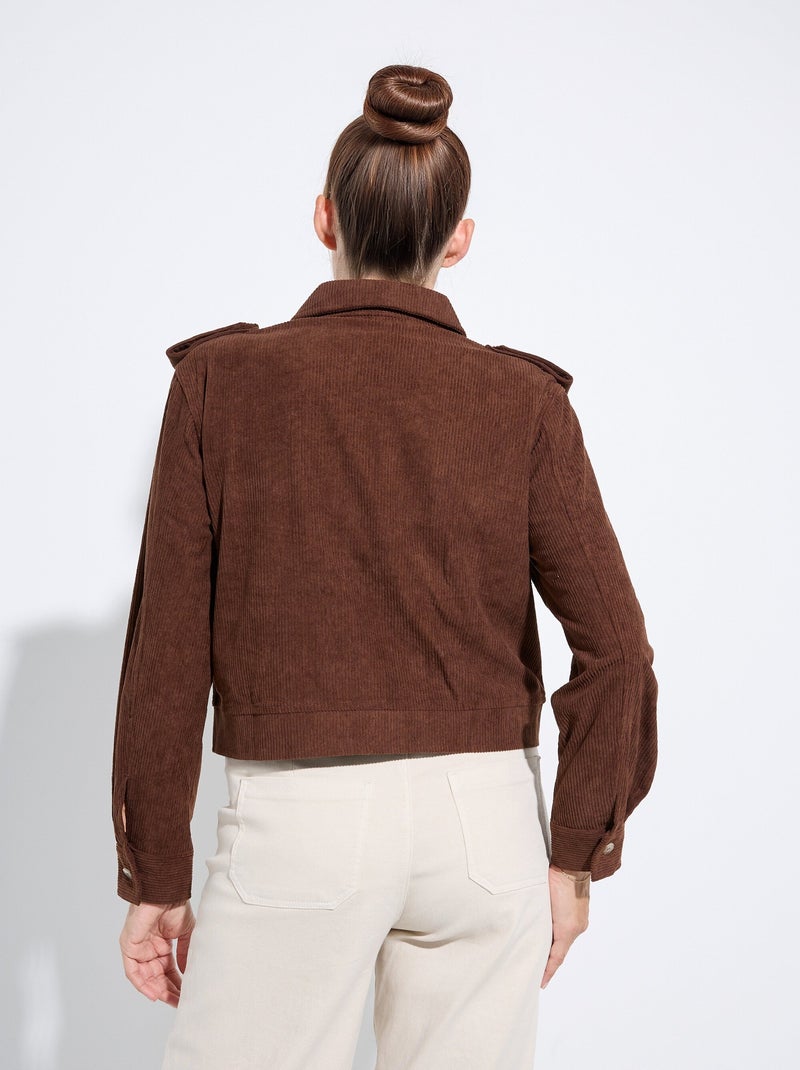 Blouson zippé court velours grosses cotes - AFIBEL Marron - Kiabi