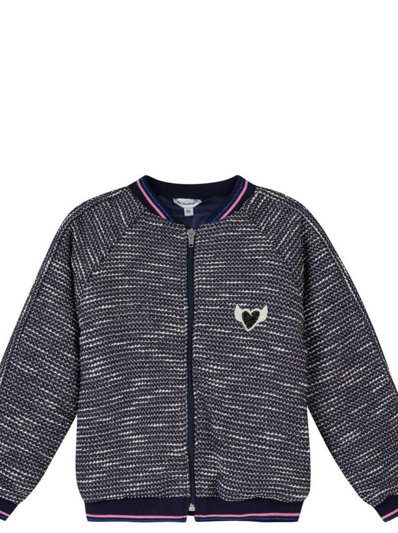 Blouson zippé en jacquard 'Miniman' Bleu marine - Kiabi