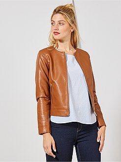 Blouson zippé en simili - Kiabi