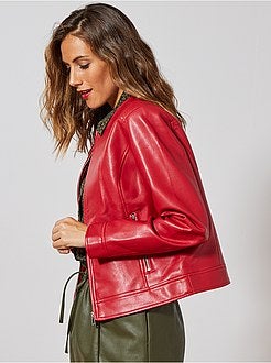 Blouson zippé en simili - Kiabi