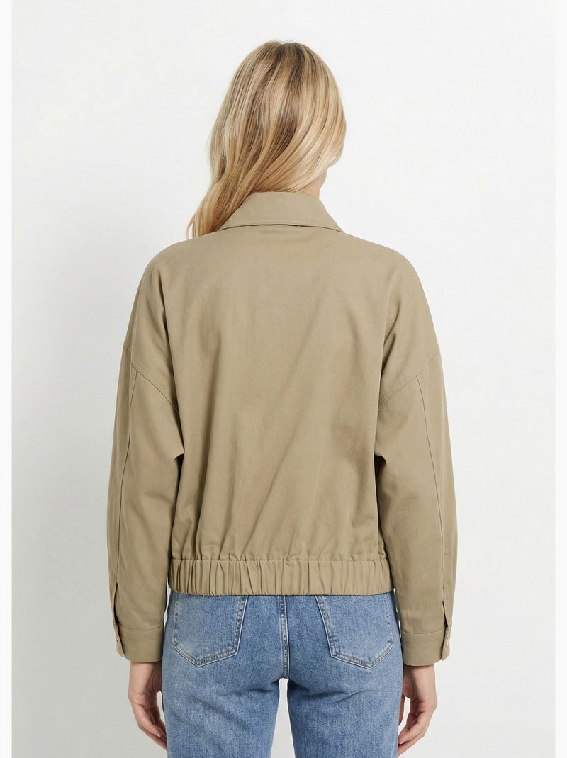 Blouson zippé en toile, taille resserrée - AFIBEL Kaki - Kiabi