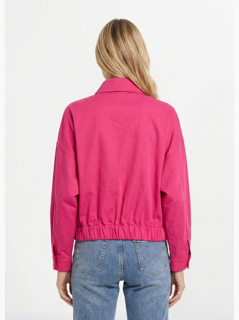 Blouson zippé en toile, taille resserrée - AFIBEL Magenta - Kiabi