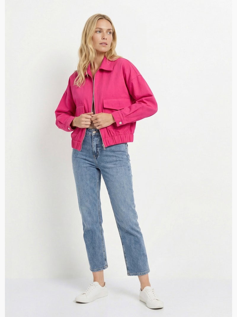 Blouson zippé en toile, taille resserrée - AFIBEL Magenta - Kiabi