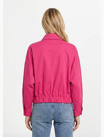 Blouson zippé en toile, taille resserrée