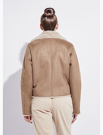 Blouson zippé façon peau lainée - Afibel