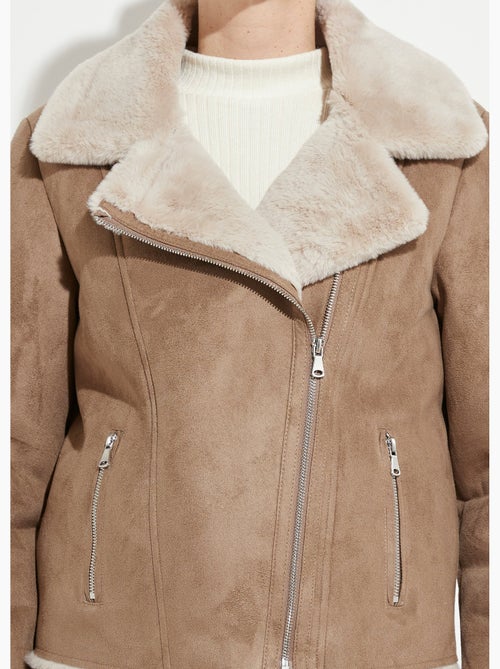 Blouson zippé façon peau lainée - Afibel - Kiabi