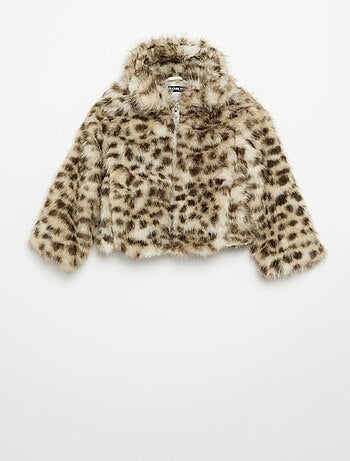 Blouson zippé imitation fourrure