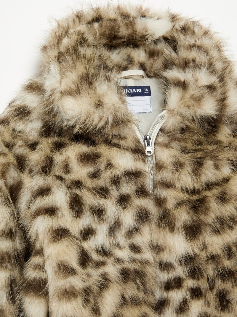 Blouson zippé imitation fourrure Marron - Kiabi