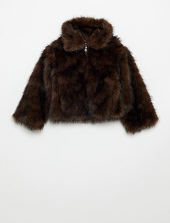 Blouson zippé imitation fourrure