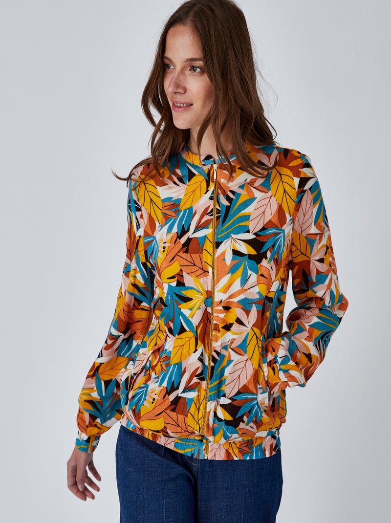 Blouson zippé imprimé - damart Orange - Kiabi