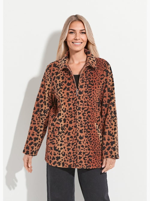 Blouson zippé maille polaire imprimée - Afibel - Kiabi