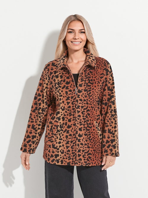 Blouson zippé maille polaire imprimée - Kiabi