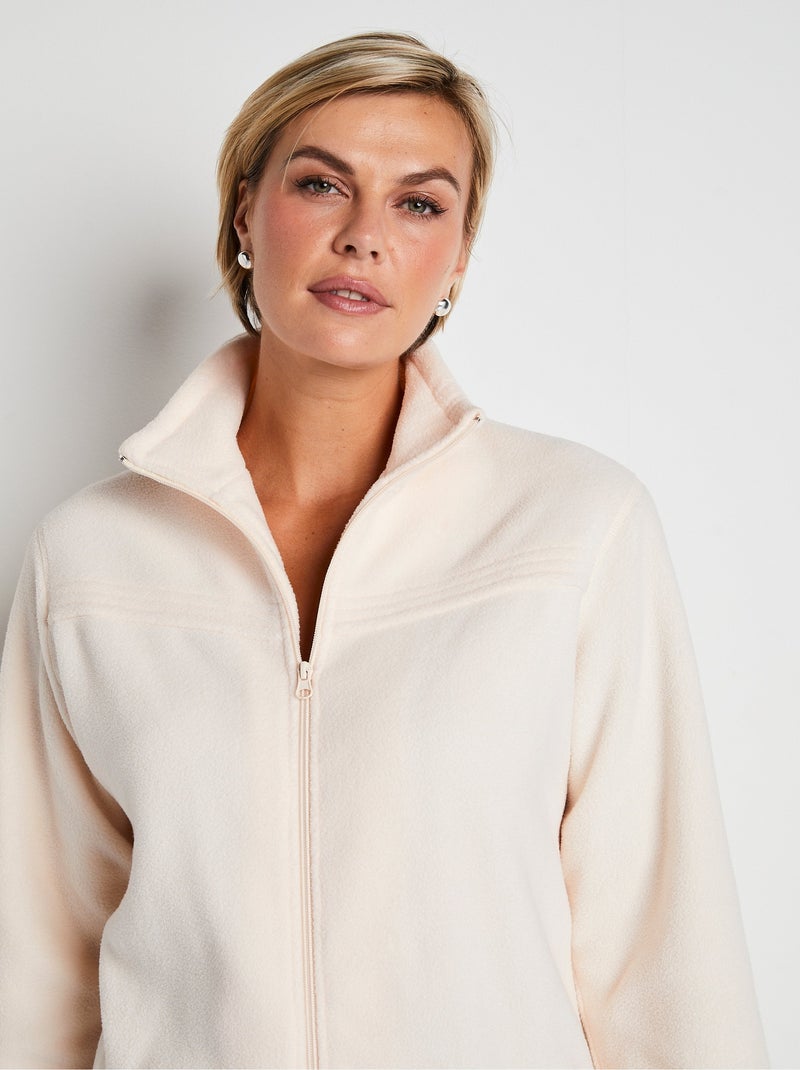 Blouson zippé manches longues polaire Beige - Kiabi